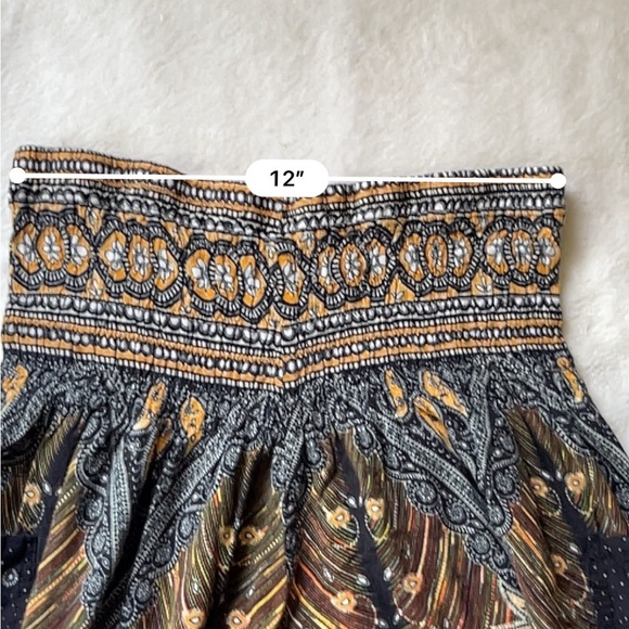 2 x $12 Happy Trunks Peacock Print Harem Boho Pants Navy Orange Size L - Picture 6 of 15